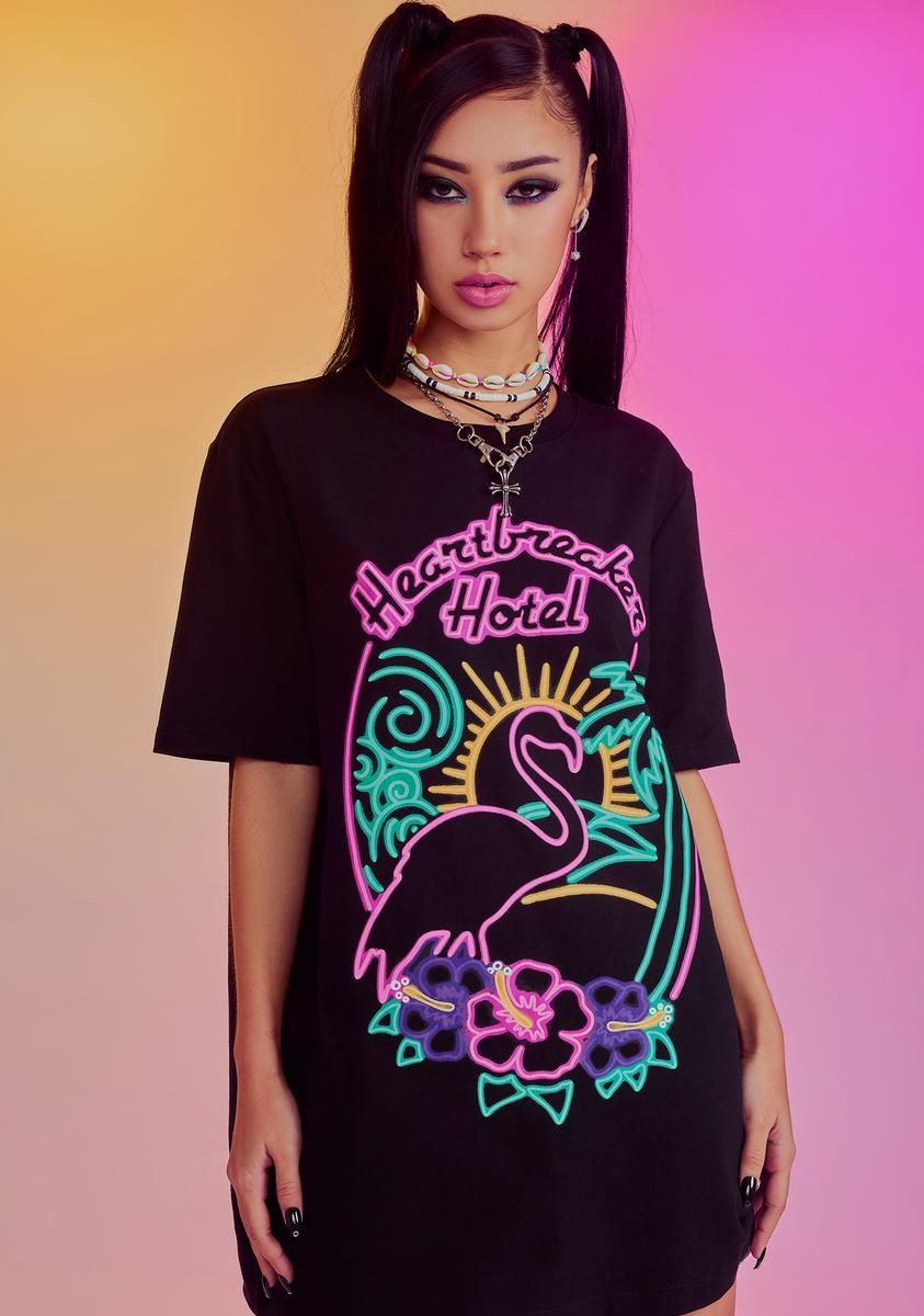 Heartbreak Paradise Flamingo Tee sold by Dolls Kill