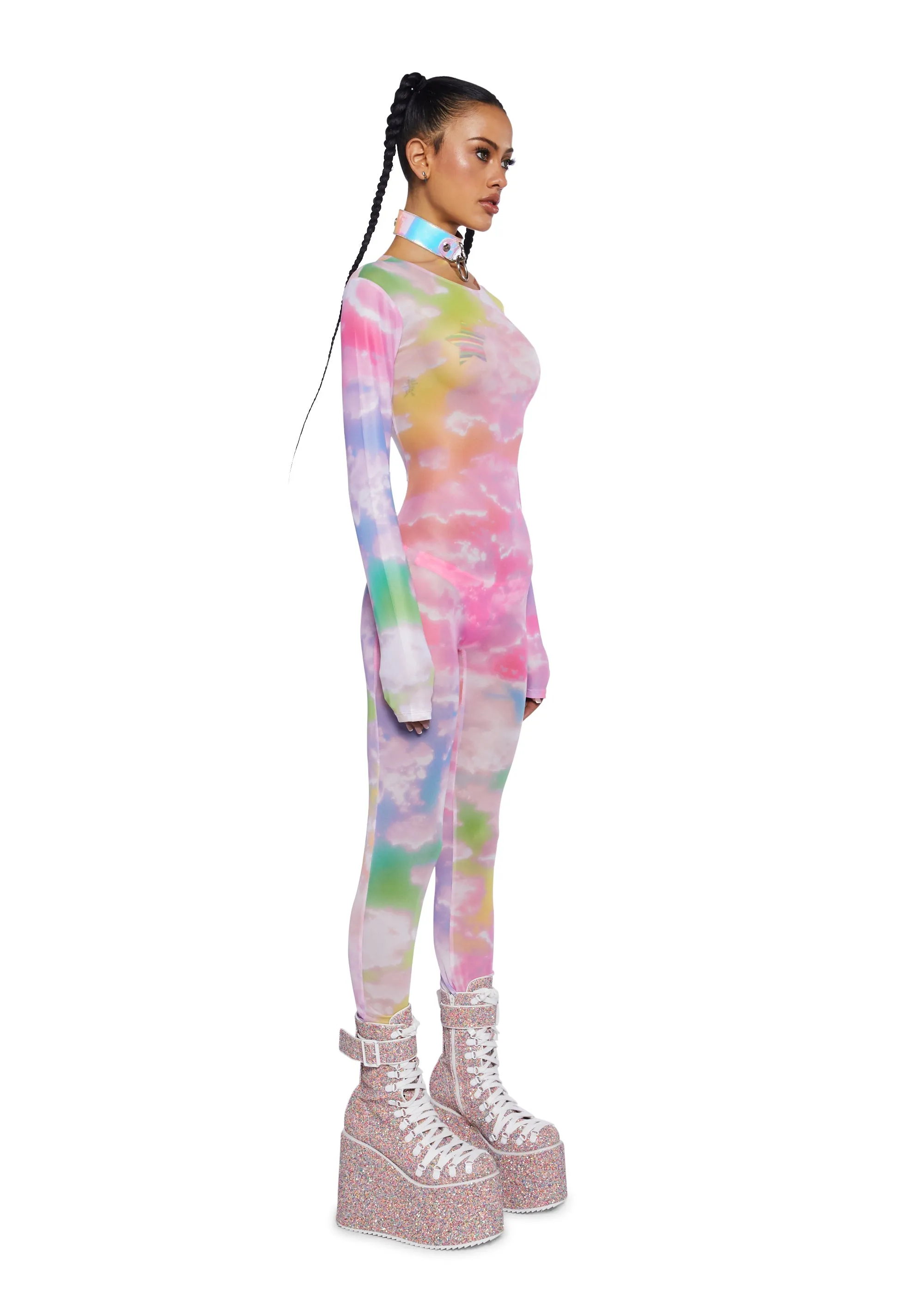 Rainbow Dreams Mesh Catsuit sold by Dolls Kill product image thumbnail 4