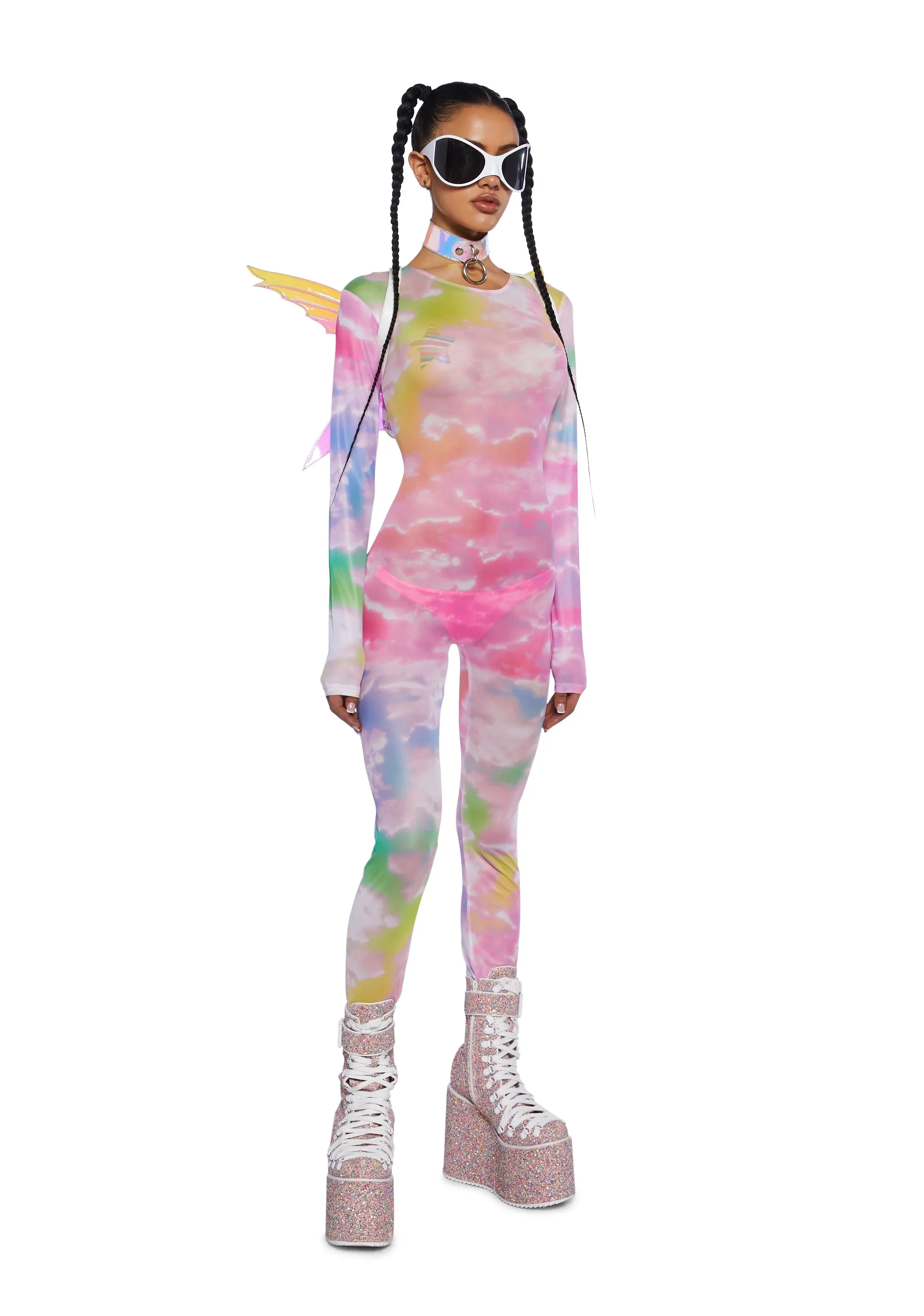 Rainbow Dreams Mesh Catsuit sold by Dolls Kill product image thumbnail 3