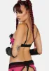 x Bettie Page Inga Pink Ruffle Suspender Belt sold by Dolls Kill