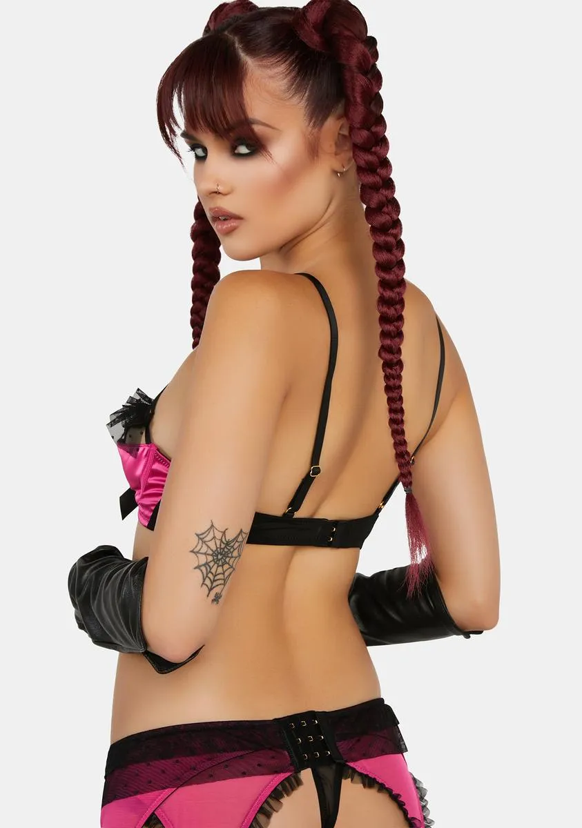 x Bettie Page Inga Pink Ruffle Suspender Belt sold by Dolls Kill product image thumbnail 4