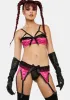 x Bettie Page Inga Pink Ruffle Suspender Belt sold by Dolls Kill
