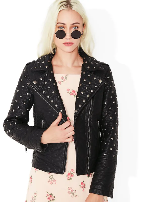 On The Edge Studded Moto Jacket sold by Dolls Kill