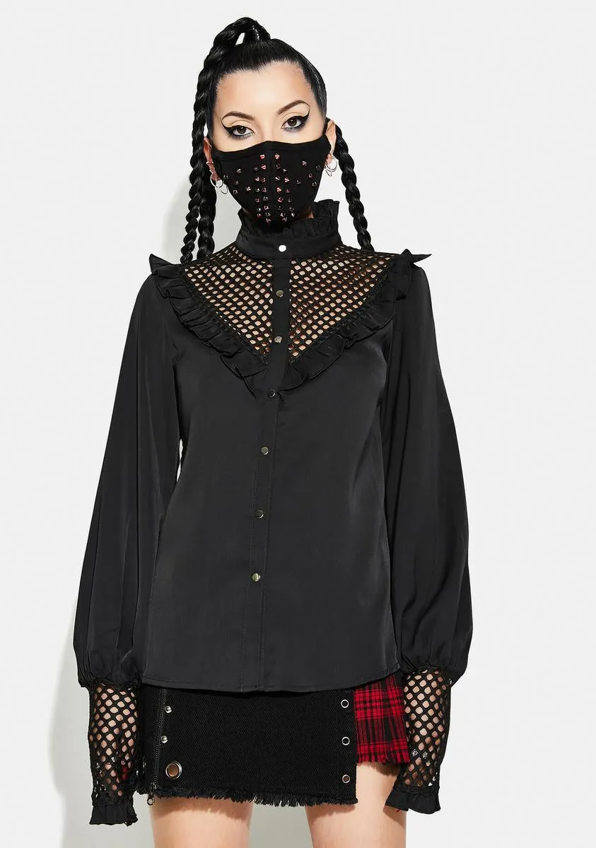 Gothic Style Mesh Chiffon Shirt sold by Dolls Kill