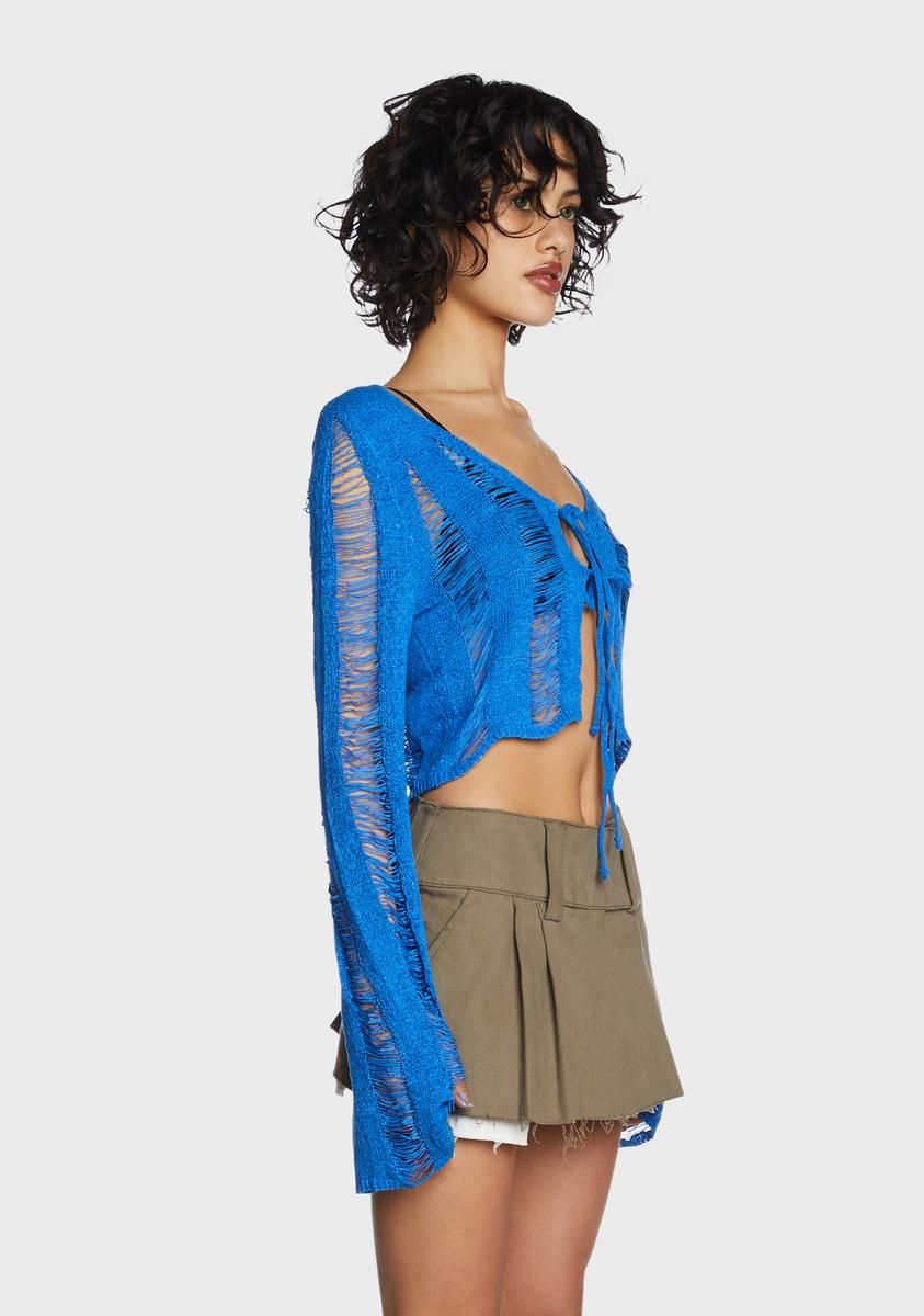 Cobalt Grunge Redemption Distressed Cardigan sold by Dolls Kill product image thumbnail 3