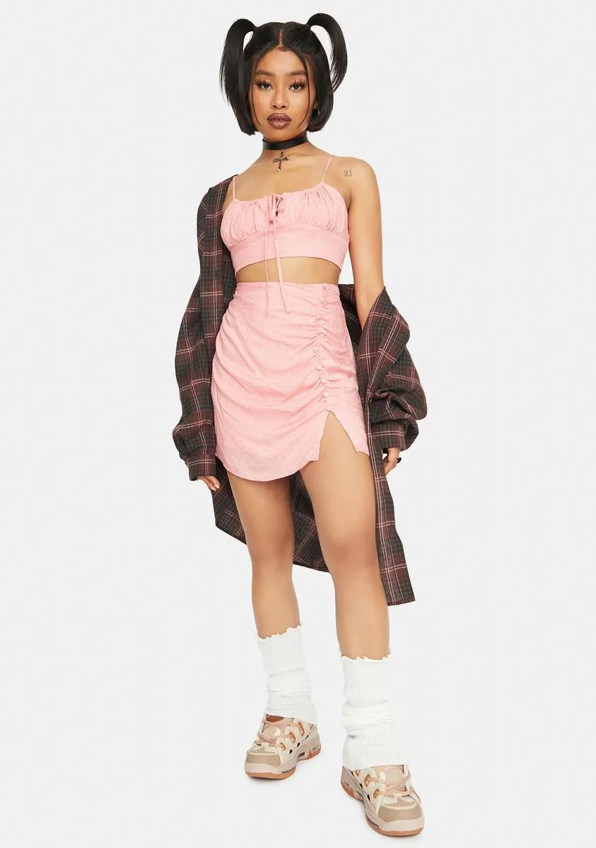 Pink Ruched Mini Skirt sold by Dolls Kill product image thumbnail 3
