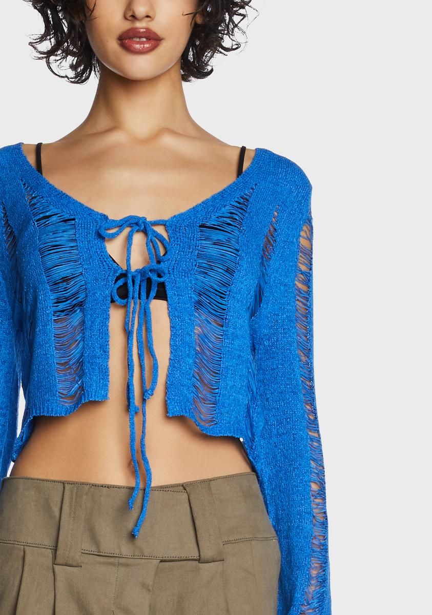 Cobalt Grunge Redemption Distressed Cardigan sold by Dolls Kill product image thumbnail 2