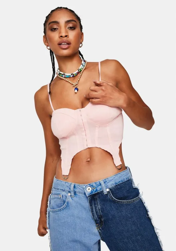 Diva Infinite Vibes Stretch Denim Hook Eye Bustier sold by Dolls Kill