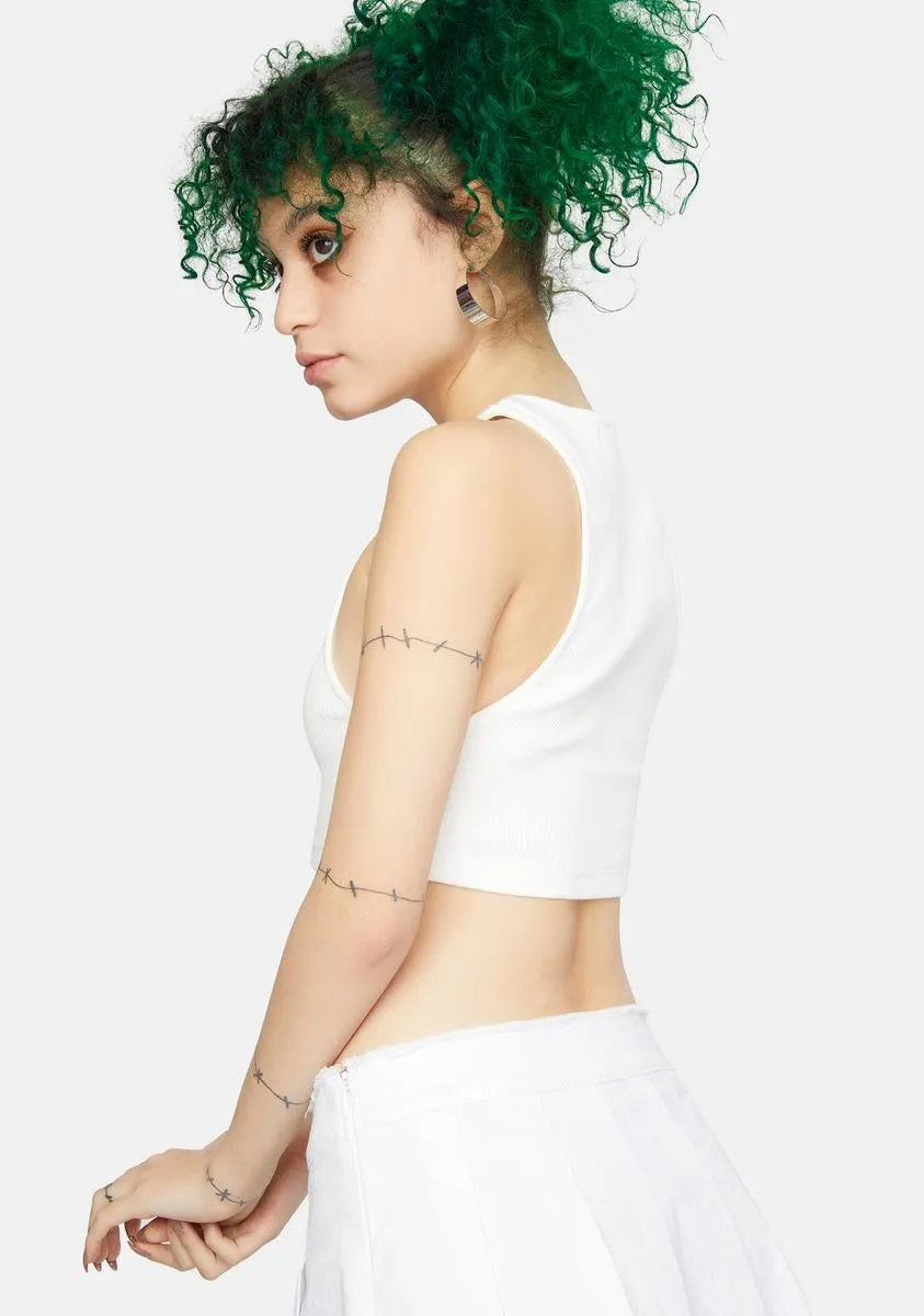 White Gilly Ribbed Crop Top sold by Dolls Kill product image thumbnail 4