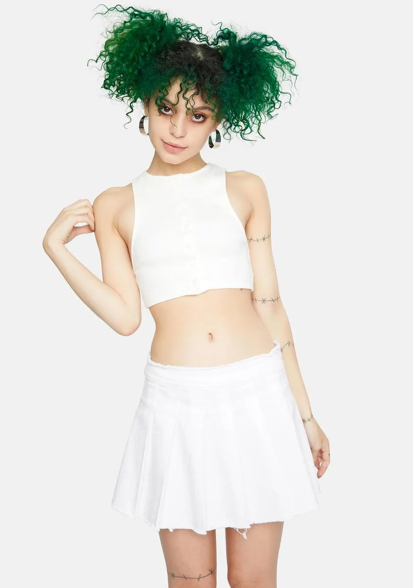 White Gilly Ribbed Crop Top sold by Dolls Kill