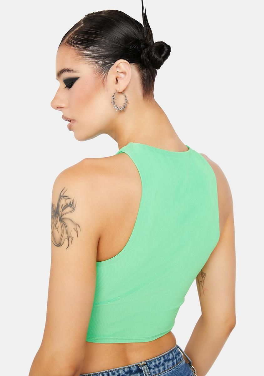 Neon Green Calabra Mesh Crop Top sold by Dolls Kill product image thumbnail 4