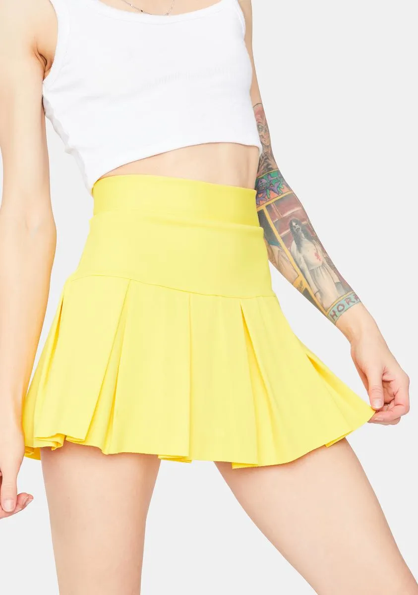 Lemon Wicked Scholar Pleated Mini Skirt sold by Dolls Kill