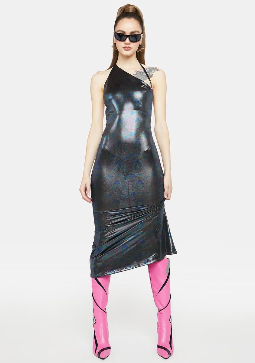 Wicked Fave Fan Hologram Maxi Dress sold by Dolls Kill product image thumbnail 3