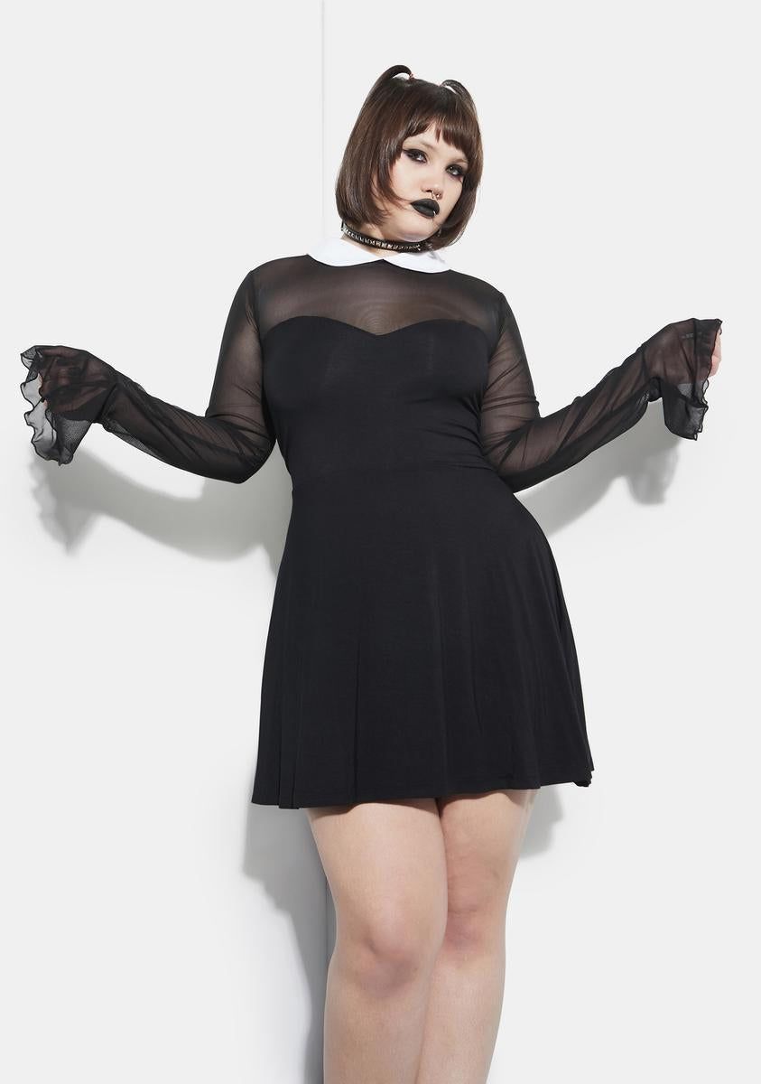 Last Touch Of Darkness Mesh Skater Dress sold by Dolls Kill