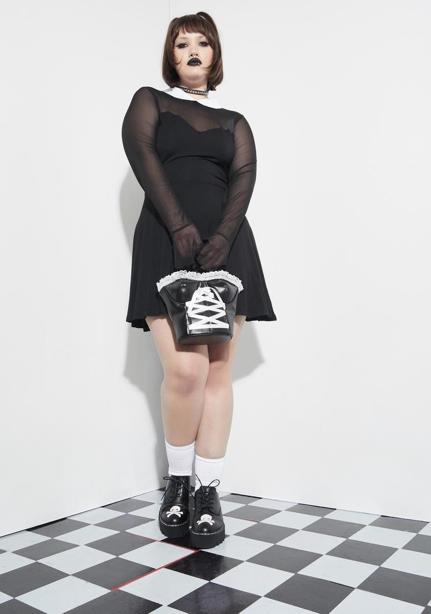 Last Touch Of Darkness Mesh Skater Dress sold by Dolls Kill product image thumbnail 3