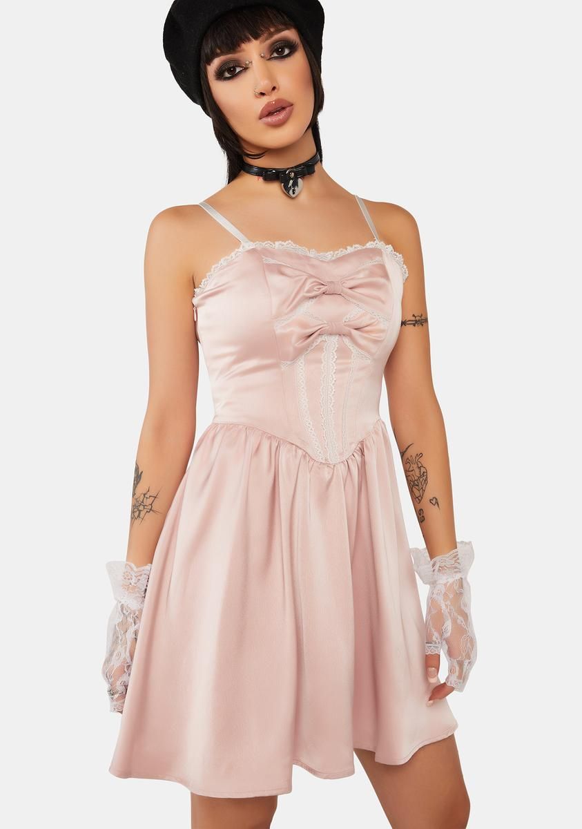 Pink Doll Bow Knot Mini Strap Dress sold by Dolls Kill product image thumbnail 2