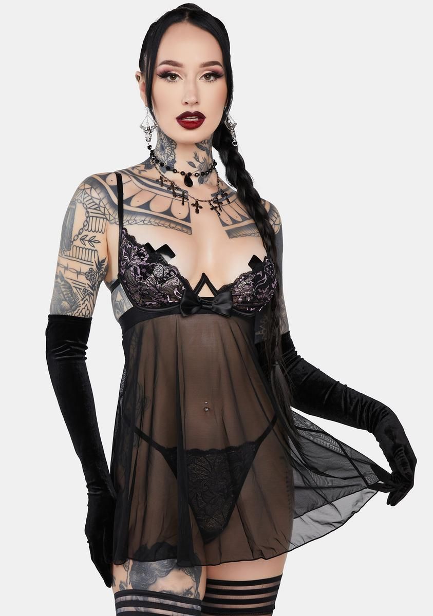 Riley Babydoll Lingerie Set sold by Dolls Kill
