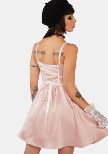 Pink Doll Bow Knot Mini Strap Dress sold by Dolls Kill
