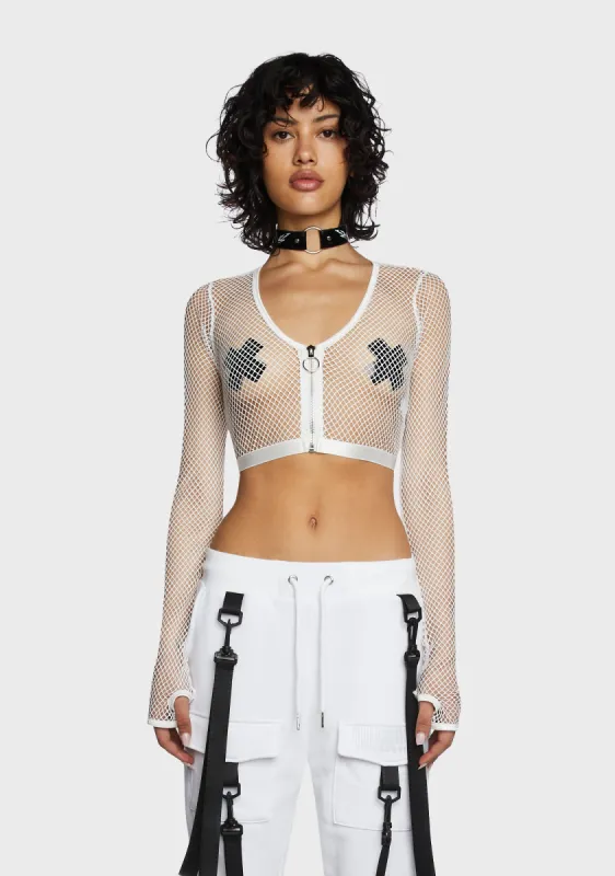 Angelic Tempo Fishnet Crop Top sold by Dolls Kill