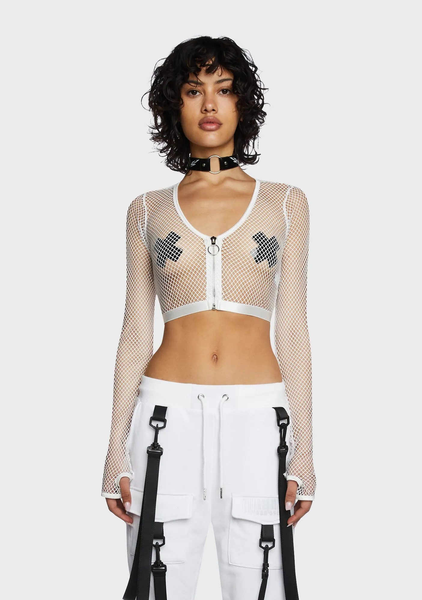 Angelic Tempo Fishnet Crop Top sold by Dolls Kill