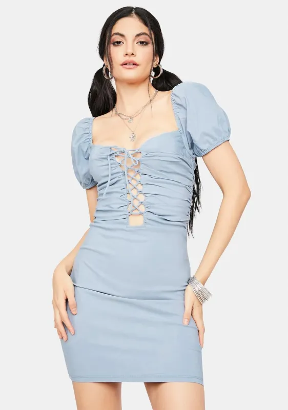 Seeking Answers Lace Up Mini Dress sold by Dolls Kill