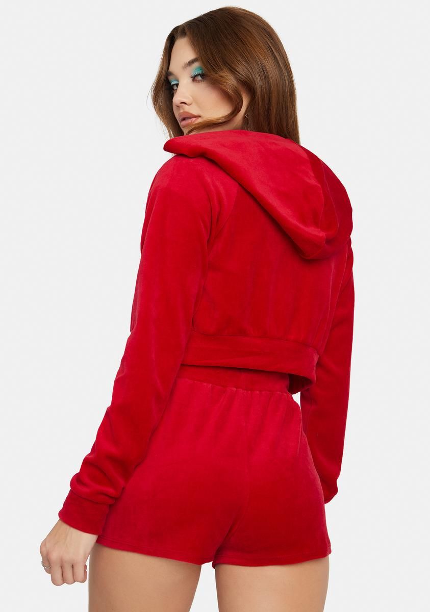 Cherry No Surprise Velour Shorts Set sold by Dolls Kill product image thumbnail 4