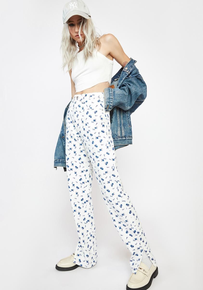 Floral Straight Leg Long Denim Jeans sold by Dolls Kill product image thumbnail 2