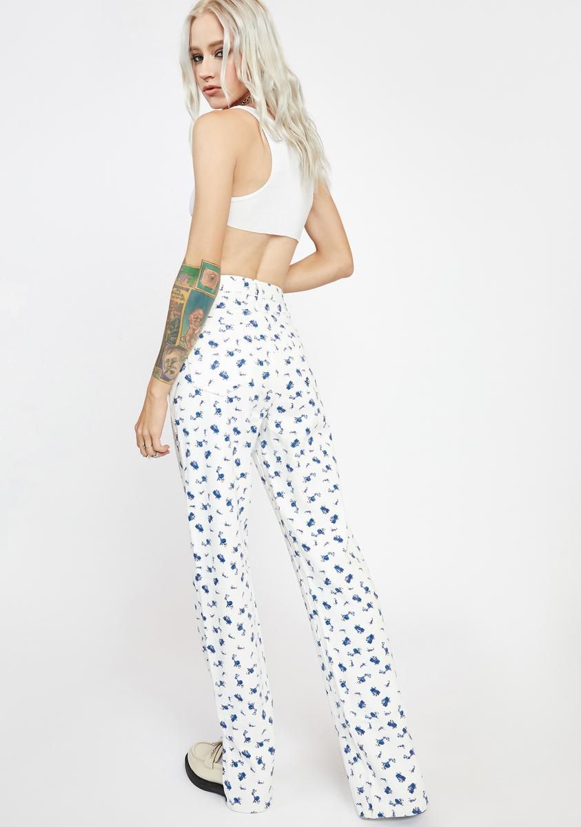Floral Straight Leg Long Denim Jeans sold by Dolls Kill product image thumbnail 4