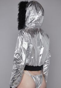 Cyberpunk Cinema Metallic Bomber Jacket sold by Dolls Kill