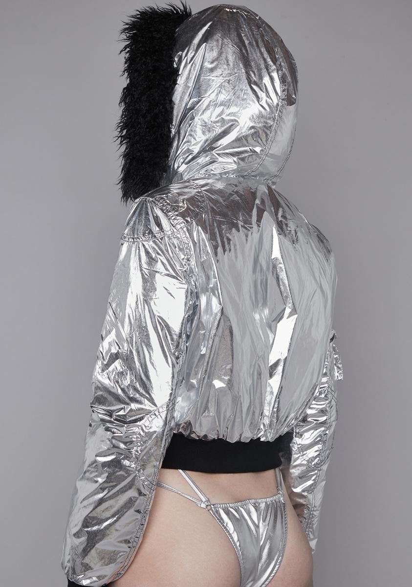 Cyberpunk Cinema Metallic Bomber Jacket sold by Dolls Kill product image thumbnail 4
