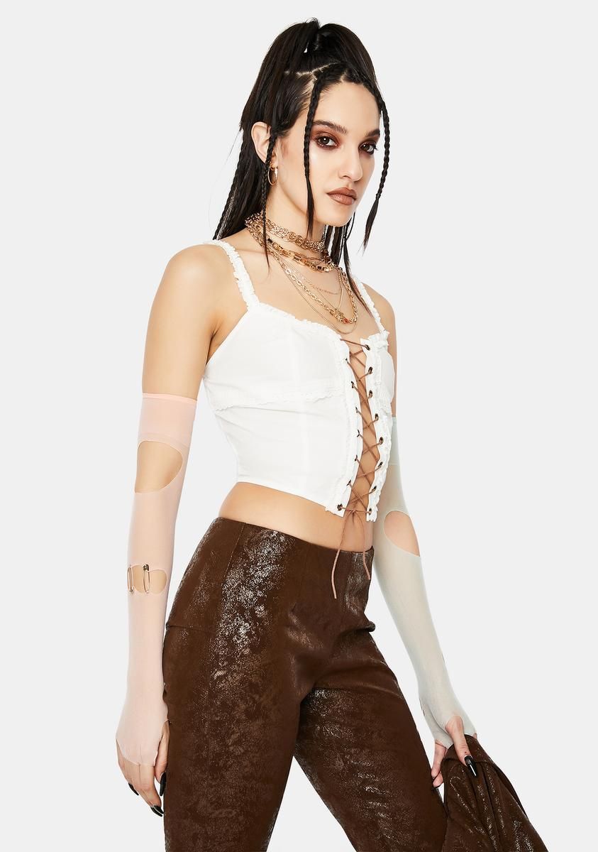 Ivory Boho Cami Top With Lace Trim sold by Dolls Kill product image thumbnail 2