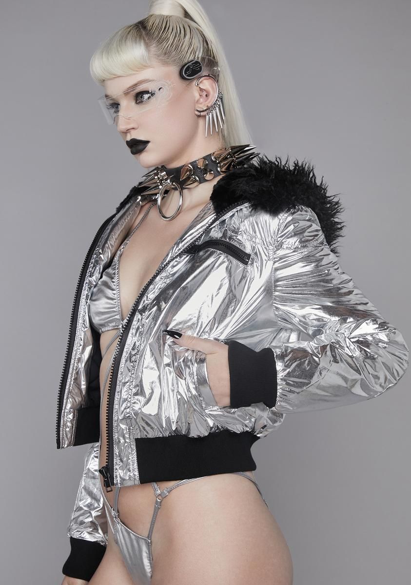 Cyberpunk Cinema Metallic Bomber Jacket sold by Dolls Kill product image thumbnail 2