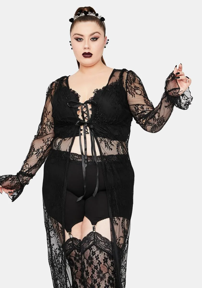 Studying Demonology Lace Bell Sleeve Duster sold by Dolls Kill