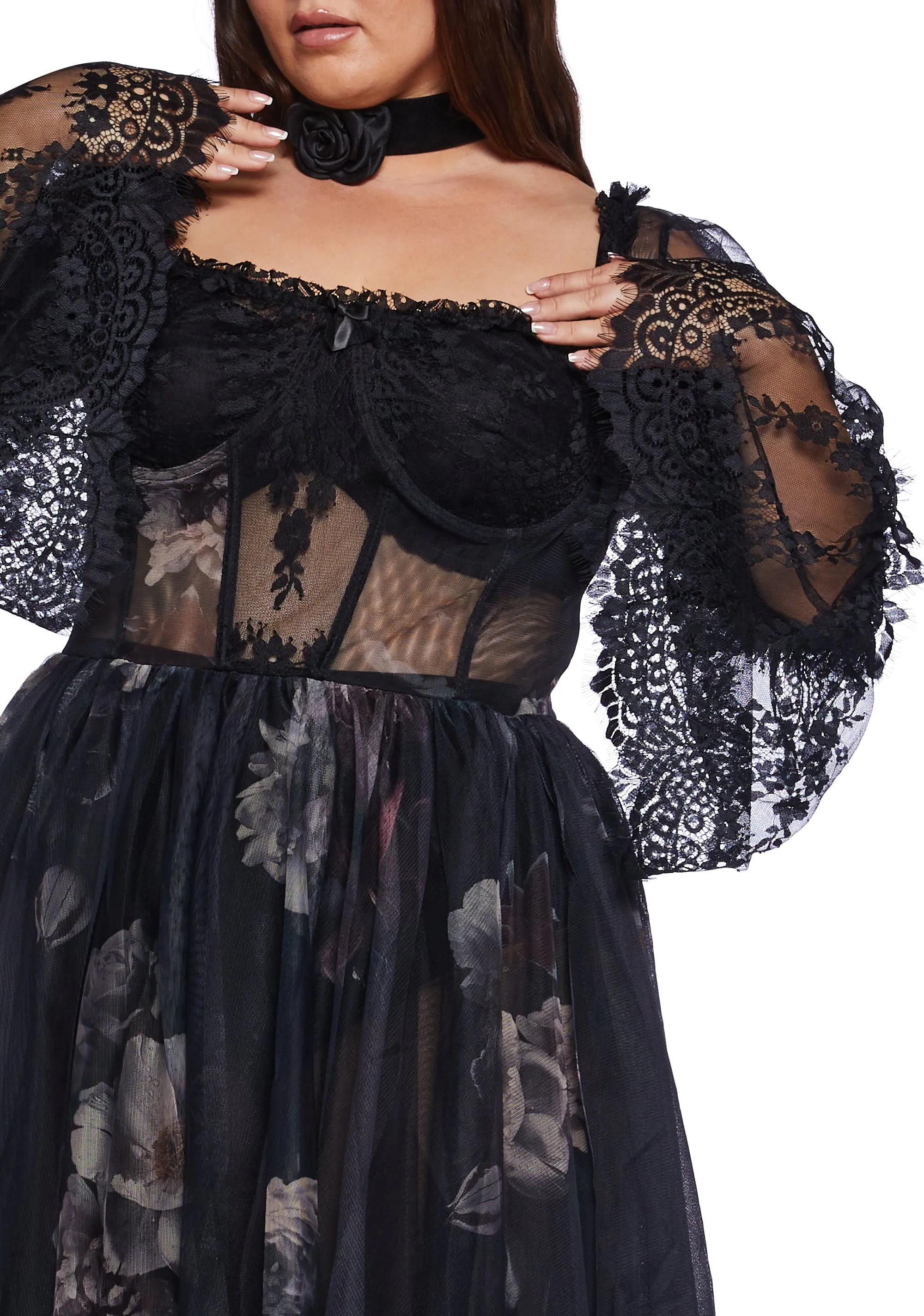 Plus Dance With Death Maxi Dress - Floral sold by Dolls Kill product image thumbnail 2