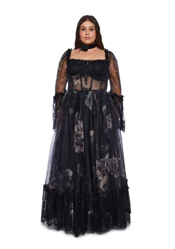 Plus Dance With Death Maxi Dress - Floral sold by Dolls Kill