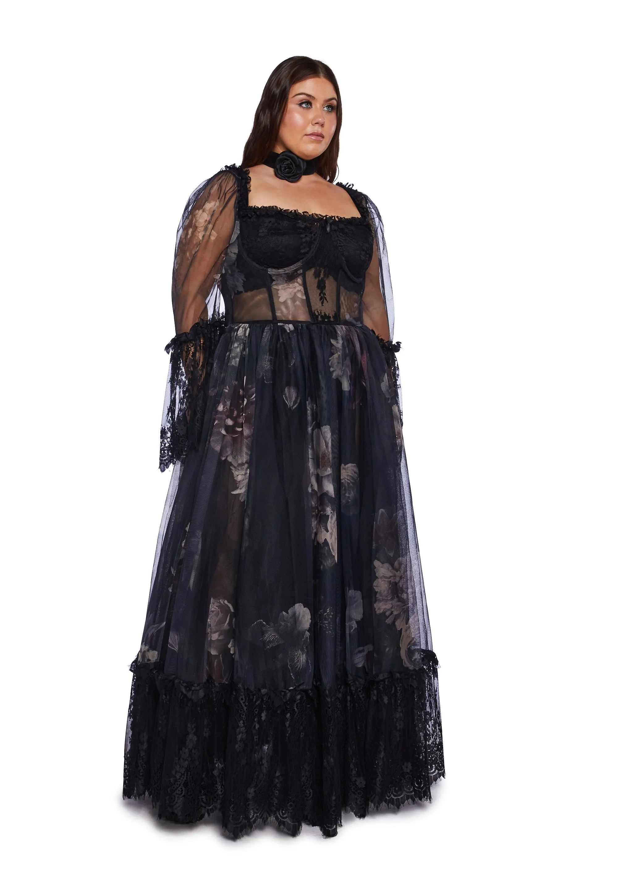 Plus Dance With Death Maxi Dress - Floral sold by Dolls Kill product image thumbnail 3