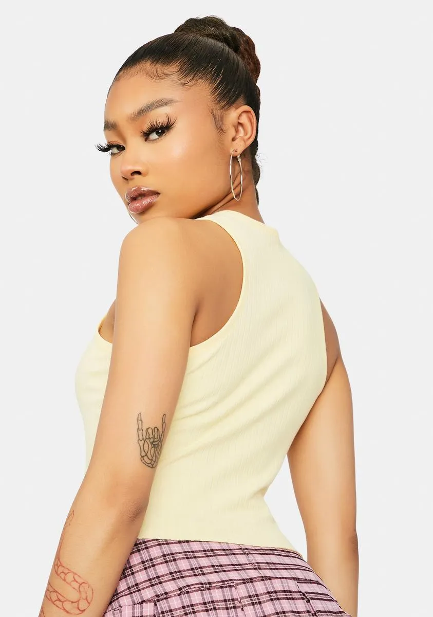 Lemonade Daze Bliss Ribbed High Neck Cropped Tank Top sold by Dolls Kill product image thumbnail 4