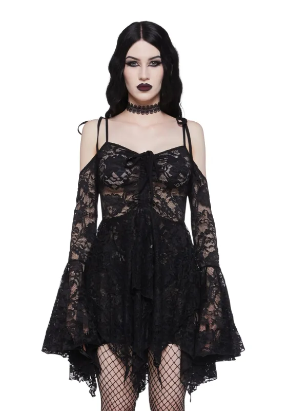 F is For Fairies Handkerchief Dress - Black Lace sold by Dolls Kill