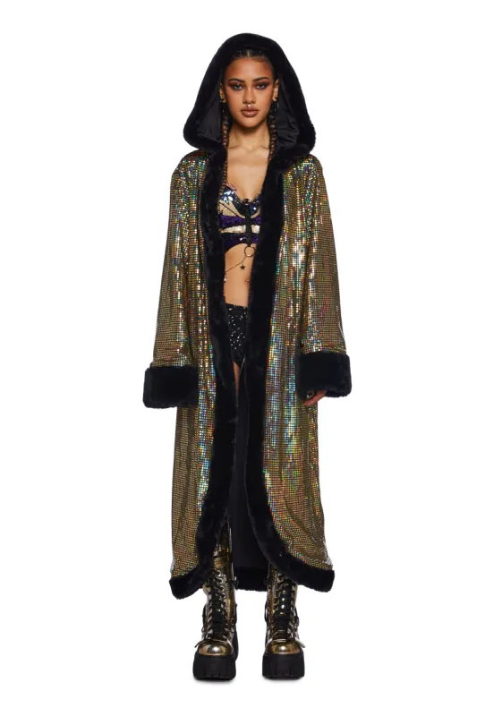 Gold Disco Fusion Hooded Duster sold by Dolls Kill
