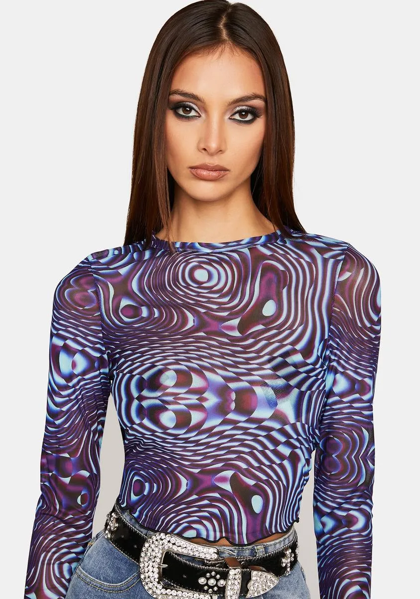 Royal My Third Eye Mesh Crop Top sold by Dolls Kill