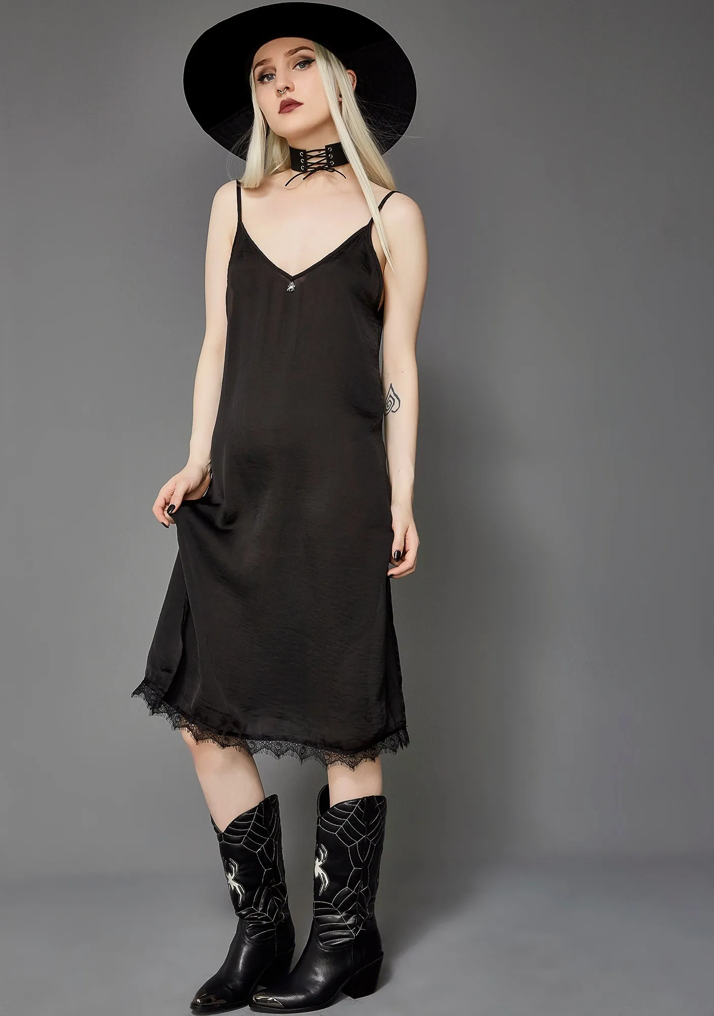 Death Wish Slip Dress sold by Dolls Kill product image thumbnail 5