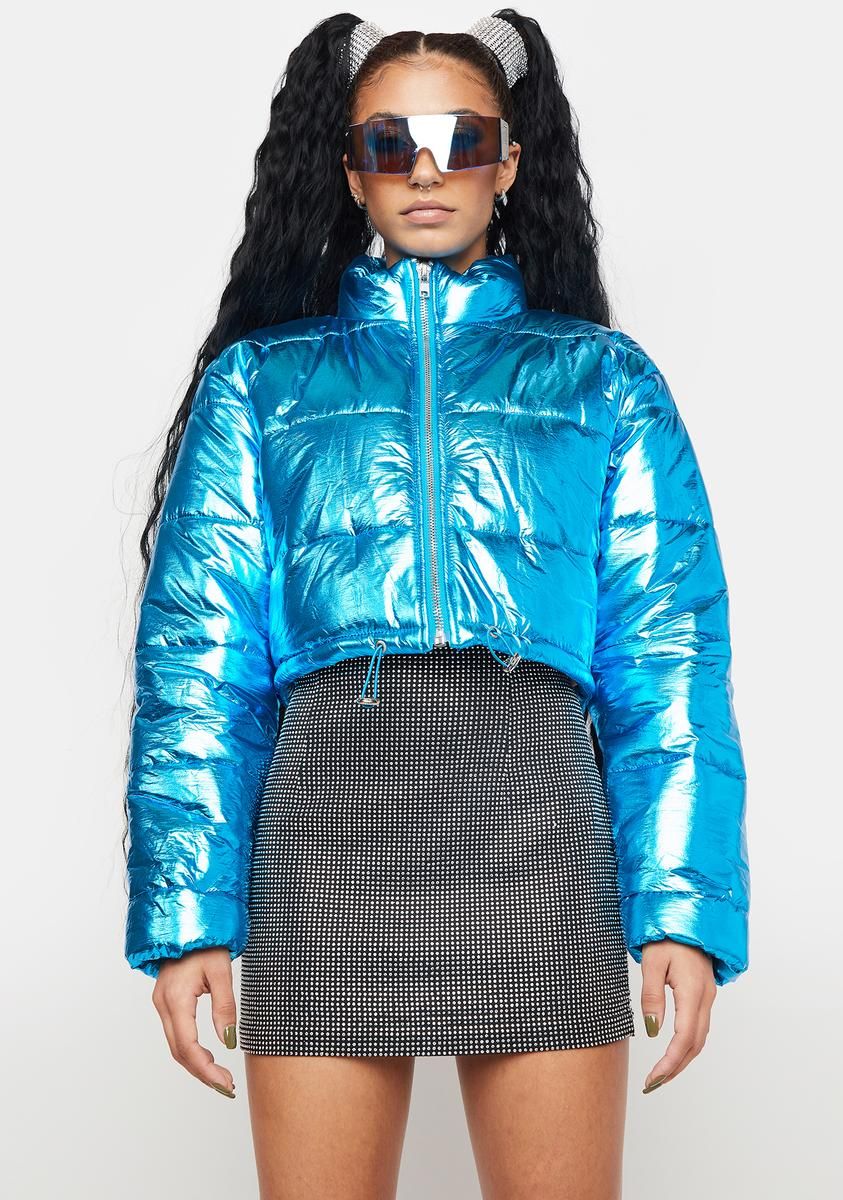 Celestial Waves Metallic Puffer Jacket sold by Dolls Kill