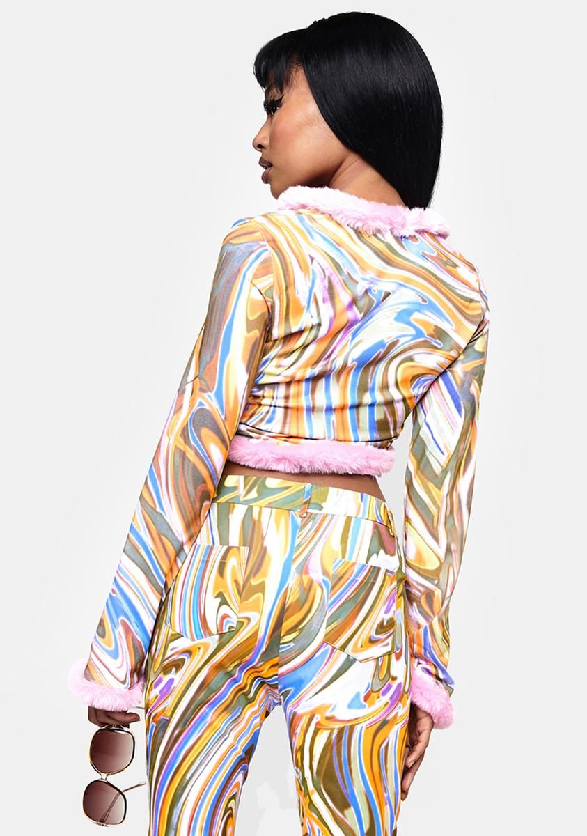 Unfaithful Faux Fur Trim Crop Top sold by Dolls Kill product image thumbnail 4