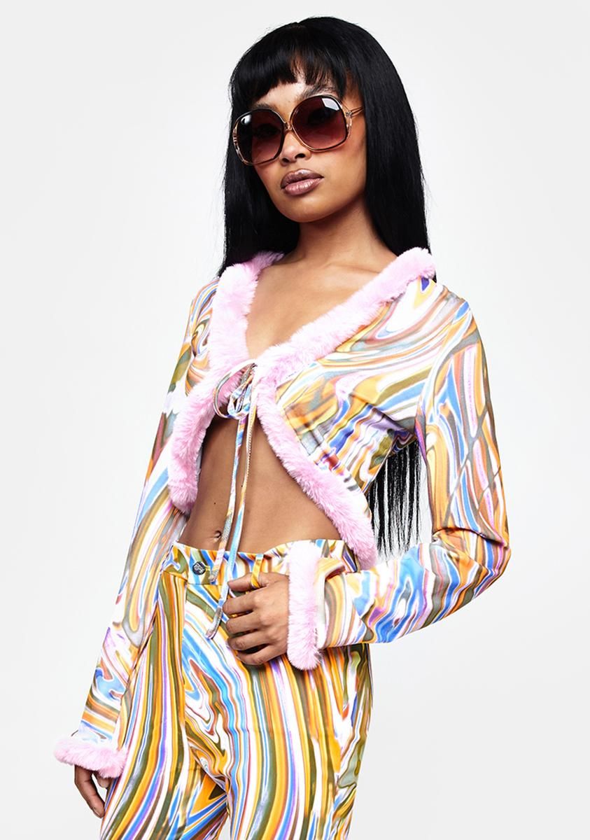 Unfaithful Faux Fur Trim Crop Top sold by Dolls Kill product image thumbnail 2