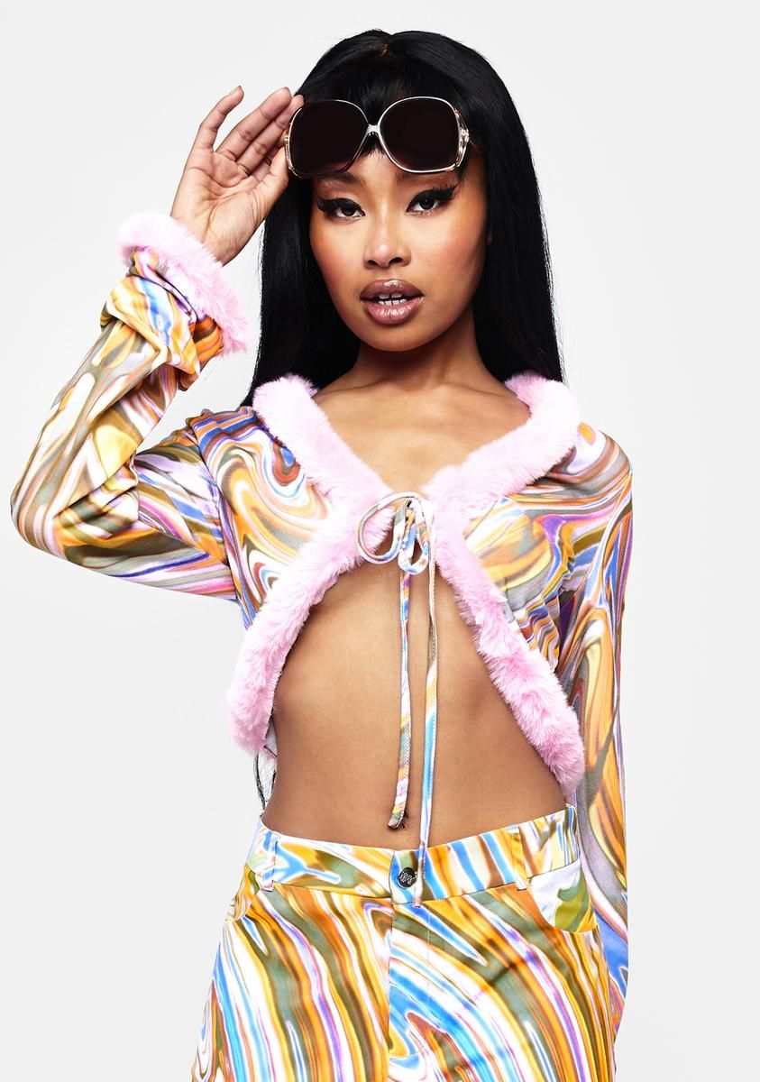 Unfaithful Faux Fur Trim Crop Top sold by Dolls Kill