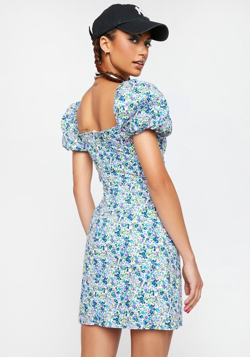 Front Lace Up Ditsy Mini Dress sold by Dolls Kill product image thumbnail 4