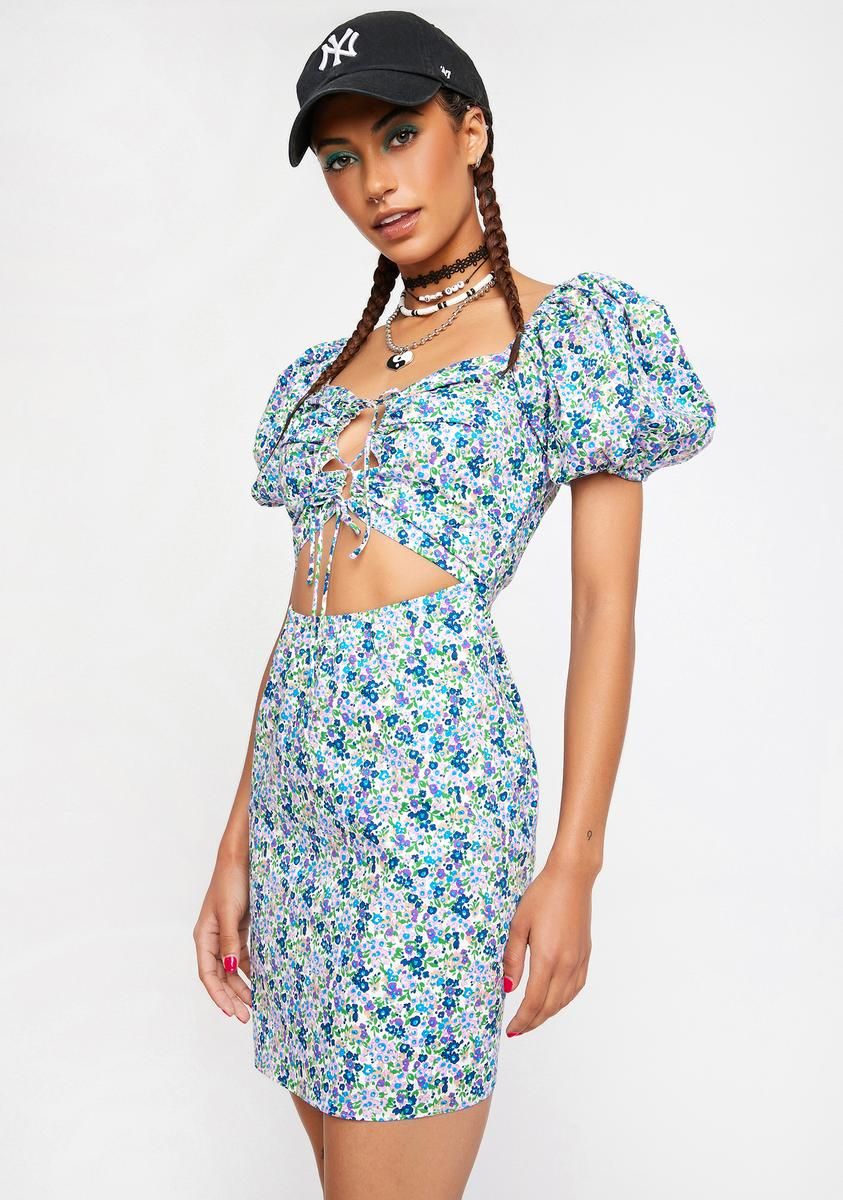 Front Lace Up Ditsy Mini Dress sold by Dolls Kill product image thumbnail 2