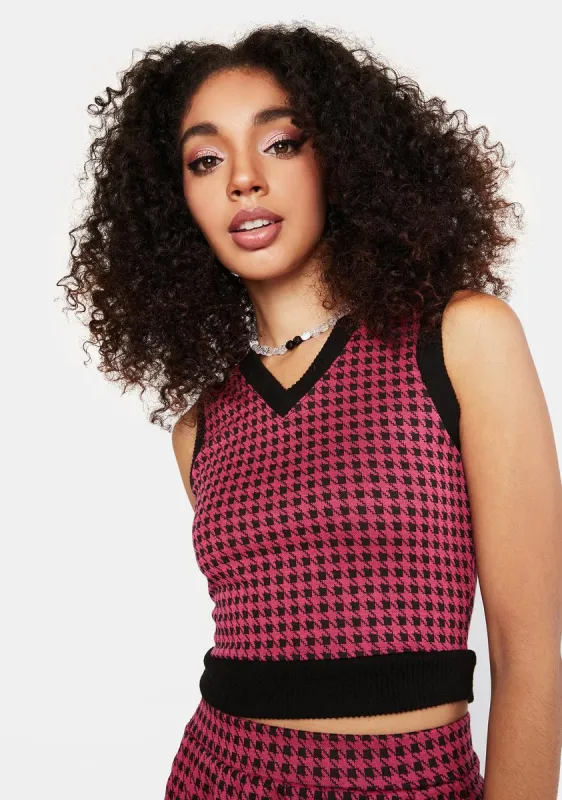 Knackered Houndstooth Sweater Vest sold by Dolls Kill