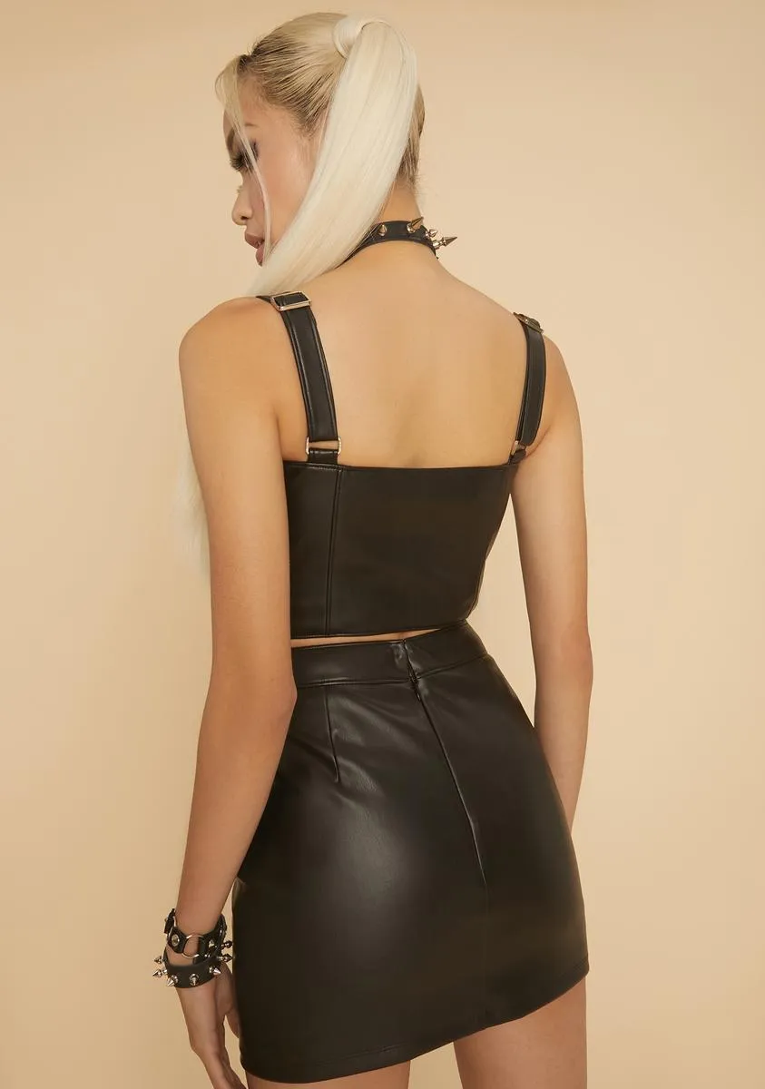 Blissful Baddie Faux Leather Mini Skirt sold by Dolls Kill product image thumbnail 4