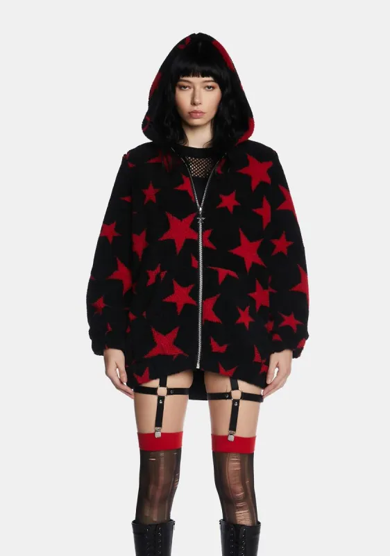 Less Than Impressed Hooded Sherpa Jacket sold by Dolls Kill